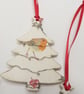 Handmade Decoupaged Robin Tree Decoration - Image 1