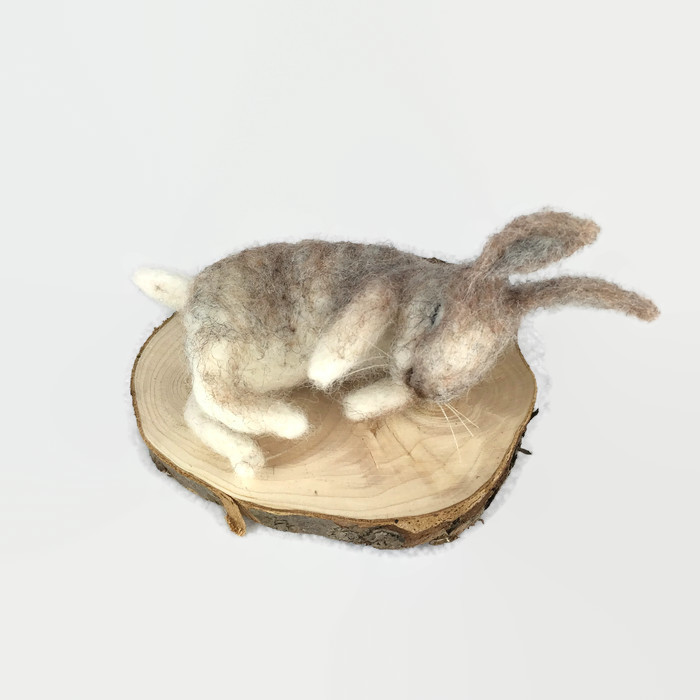 Sleeping bunny needle felted model sculpture - Folksy
