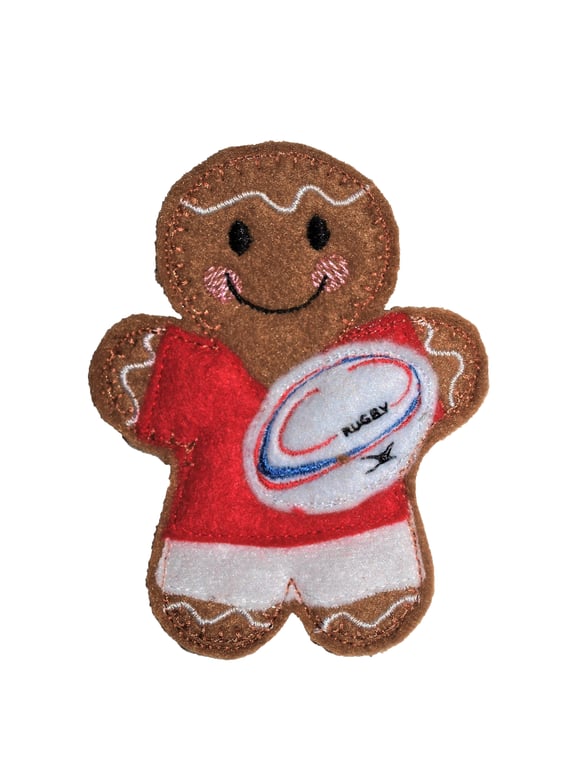 Rugby player gingerbread man Brooch