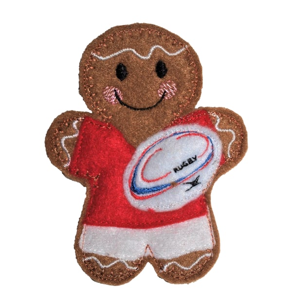 Rugby player gingerbread man Brooch