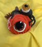 Halloween Decoration Spooky Spider on Pumpkin. Indoor Family Heirloom. Crocheted - Image 2