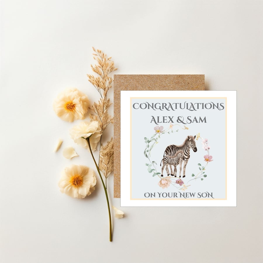 Baby Card, Baby Boy Card, Personalised New Baby Boy Card, Newborn Card