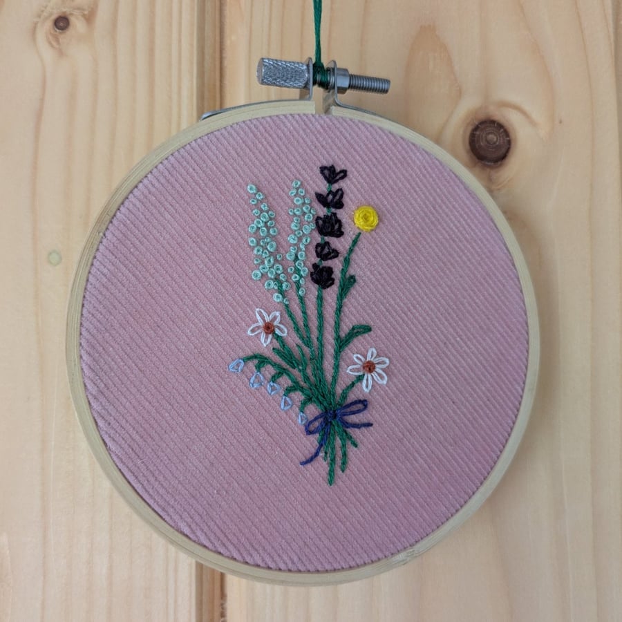 4" pink floral embroidery hoop
