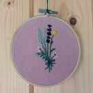 4" pink floral embroidery hoop