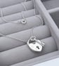 Sterling silver heart padlock and dainty key charm pendant chain necklace - Image 4