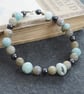 Gemstone beaded sterling silver bracelet, semi-precious stone beads