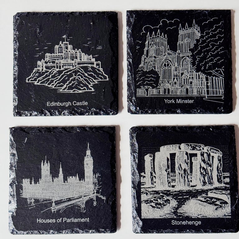 UK Landmarks Slate Coaster Set (4 Pack)