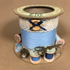 Sky Blue Day Cotton Reel Style Storage Pot