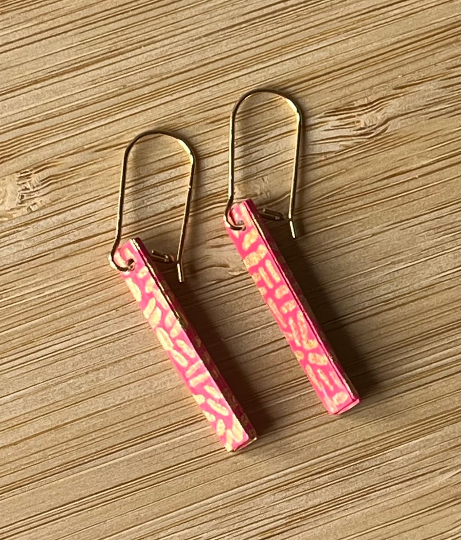 Match Stick Hand-painted Paper Dangle Earrings 3CM x 5mm