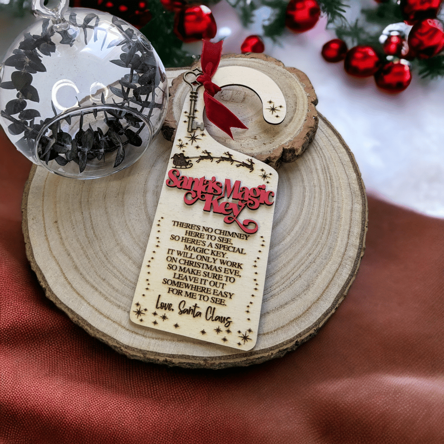 Santa Magic Key, Father Christmas Tag, Door Hanger