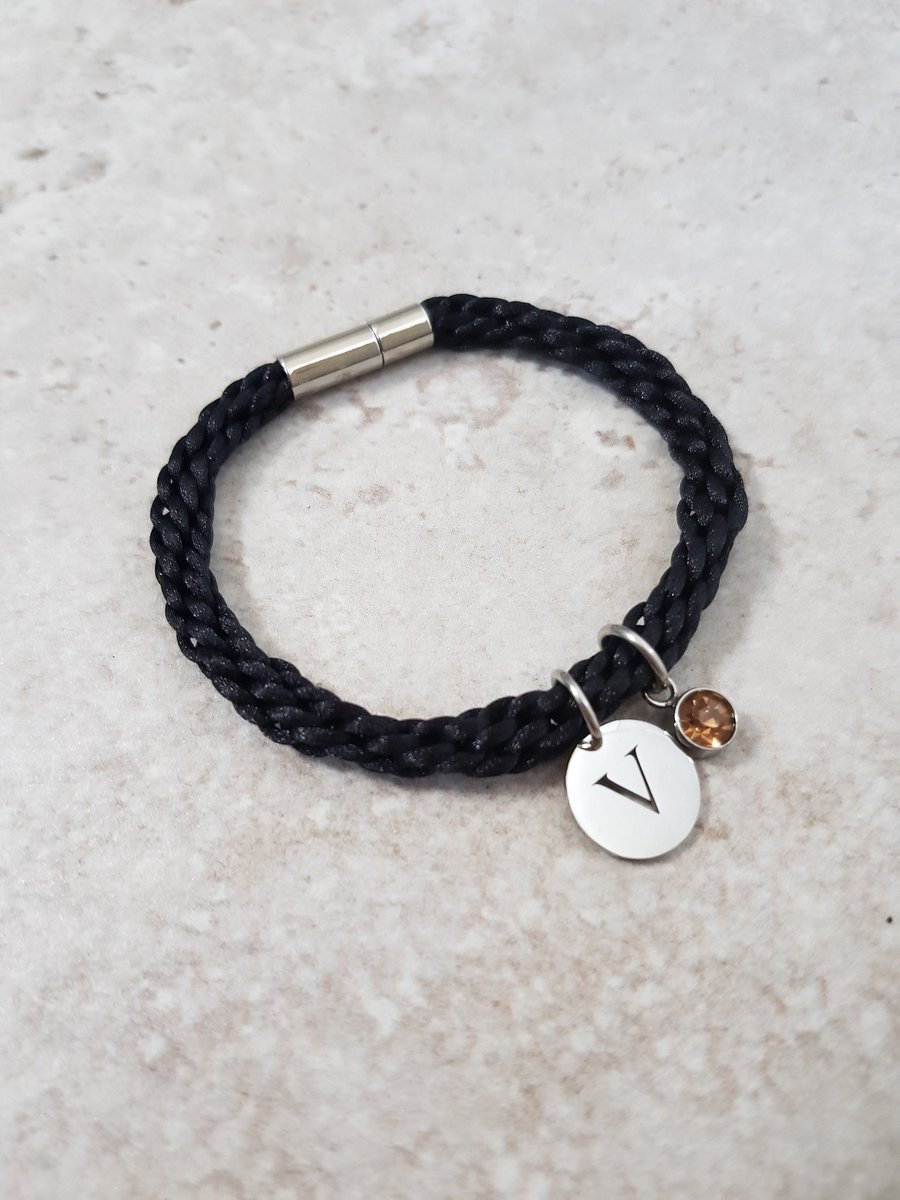 Initial and Birthstone Bracelet, Personalised Bracelet, Custom Jewellery