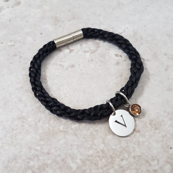 Initial and Birthstone Bracelet, Personalised Bracelet, Custom Jewellery