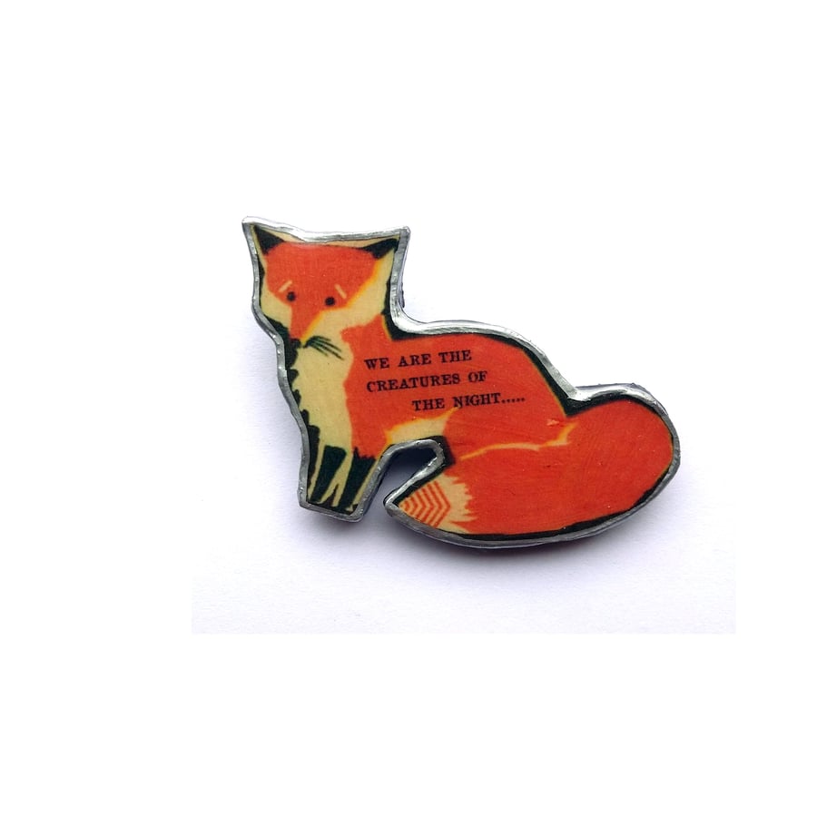 Whimsical woodland Resin Sitting Fox Brooch by EllyMental