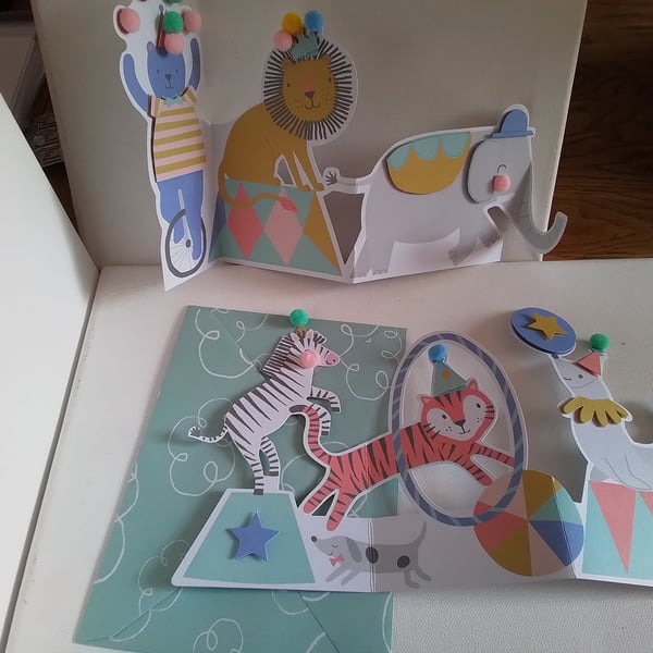 Set of cards. 2 circus themed cards. Ref 526. Summer seconds 