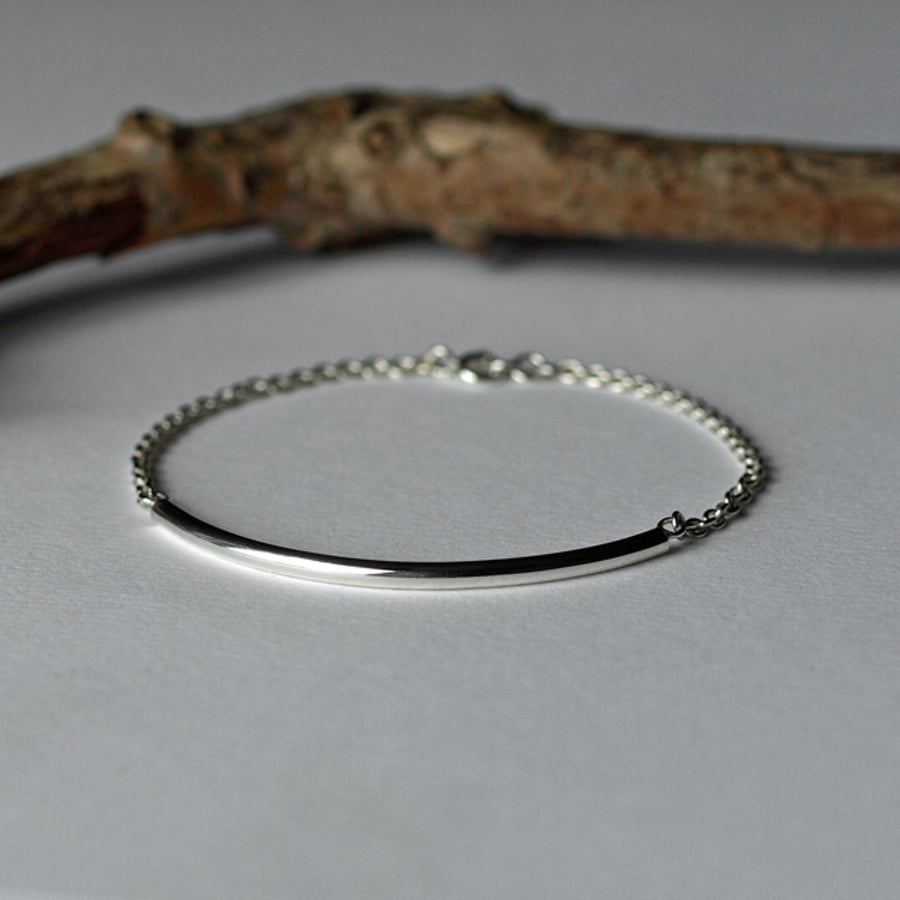 Silver Bar Bracelet, sterling silver minimal jewellery