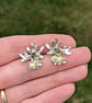 Sterling silver lichen earrings , nature inspired earrings, unique stud earrings - Image 2