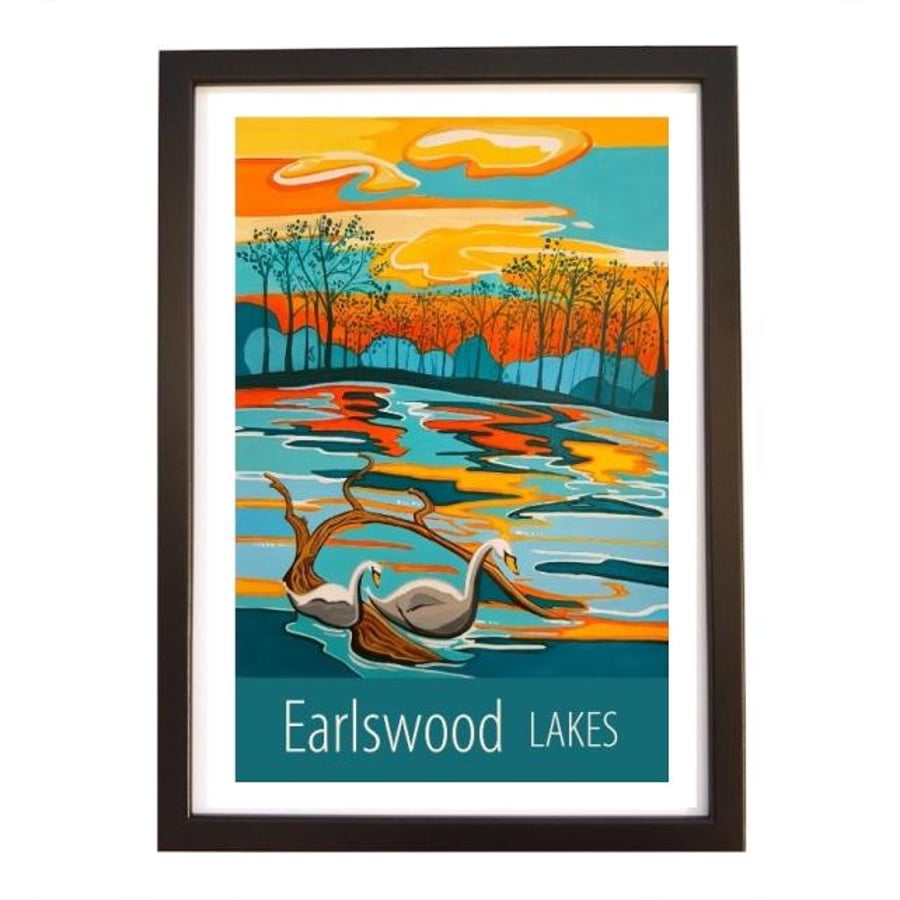 Earlswood Lakes travel poster print by Susie West