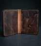 Rustic Brown Full Grain Leather Mini Wallet Compact Bifold Handmade Wallet UK
