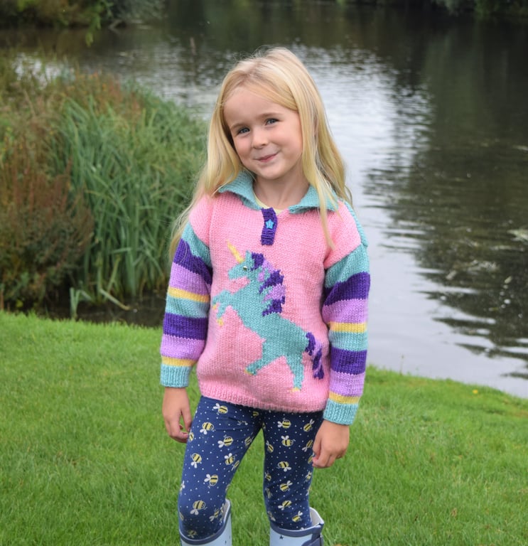 Knitting Pattern for a Unicorn Sweater and Hat.  Digital Pattern