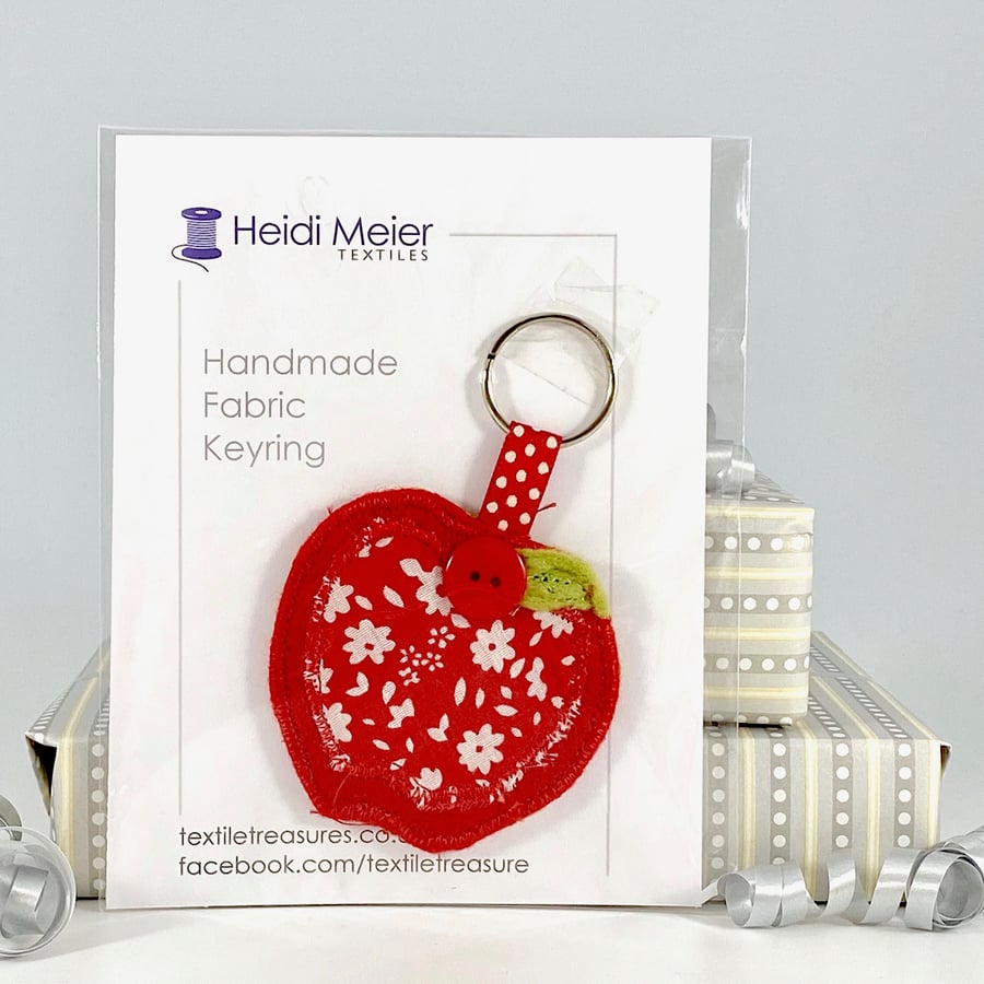 Fabric Apple felt keyring - bag charm handbag charm