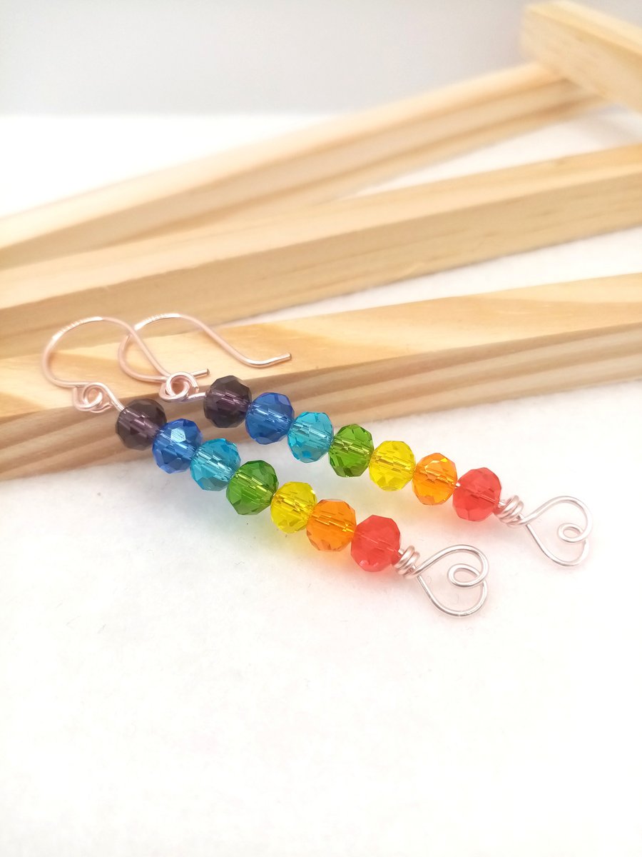 Briolette Bead Chakra Earrings in Rose Gold, Gifts for her, Free Postage
