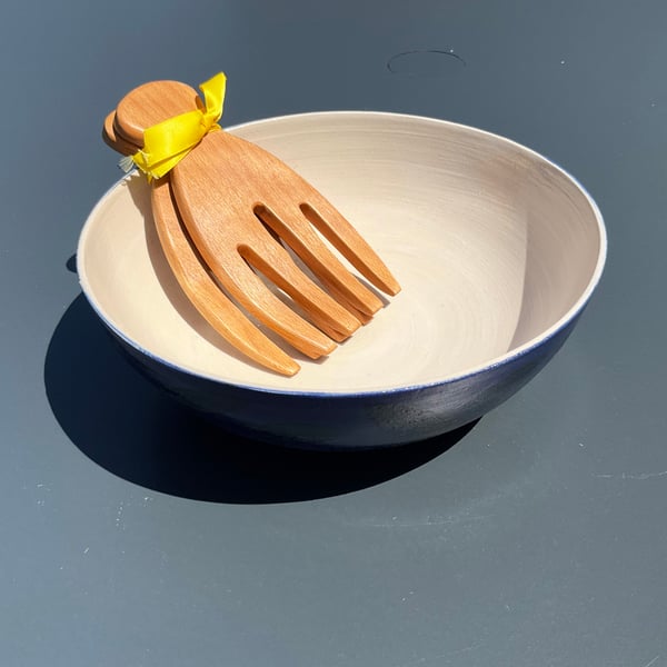 Salad Bowl & Beech Wood Servers (SS5)