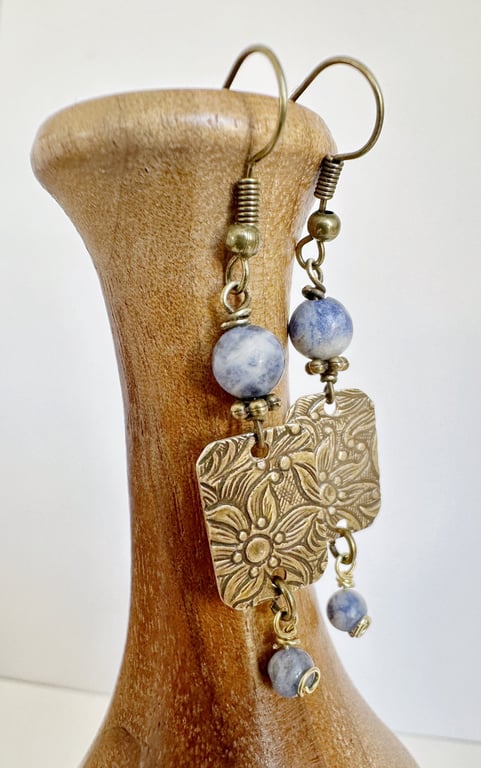 Blue Sodalite Dangle Drop Earrings