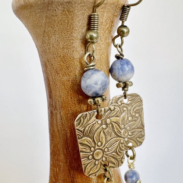  Blue Sodalite Dangle Drop Earrings