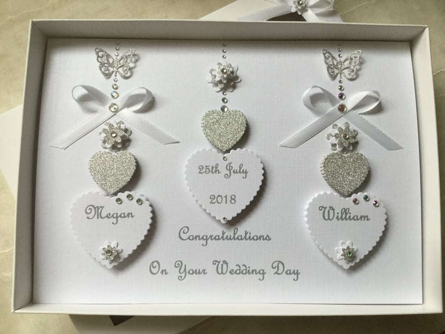 Personalised Handmade Wedding Card Gift Boxed Keepsake Son Daughter Engagement 