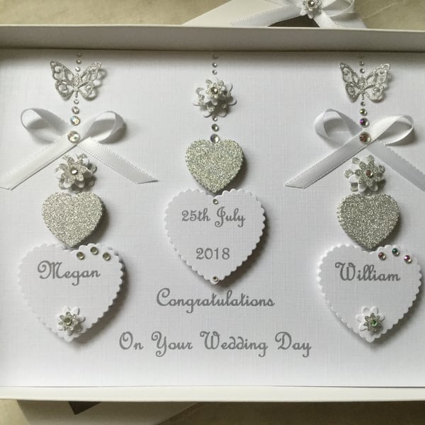 Personalised Handmade Wedding Card Gift Boxed Keepsake Son Daughter Engagement 