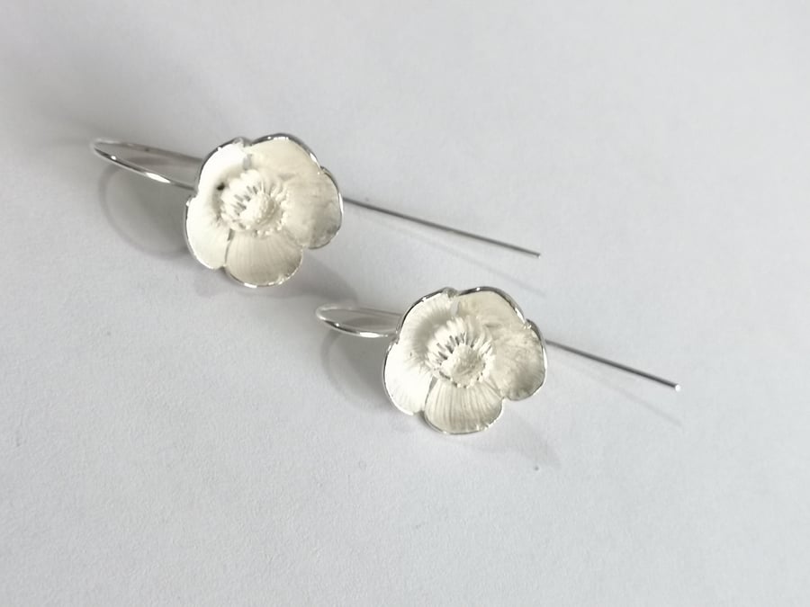 Buttercup ear drops hand made from Silver