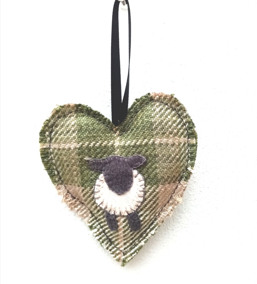 Lavender Heart, Sheep Design, Rustic Heart Decoration