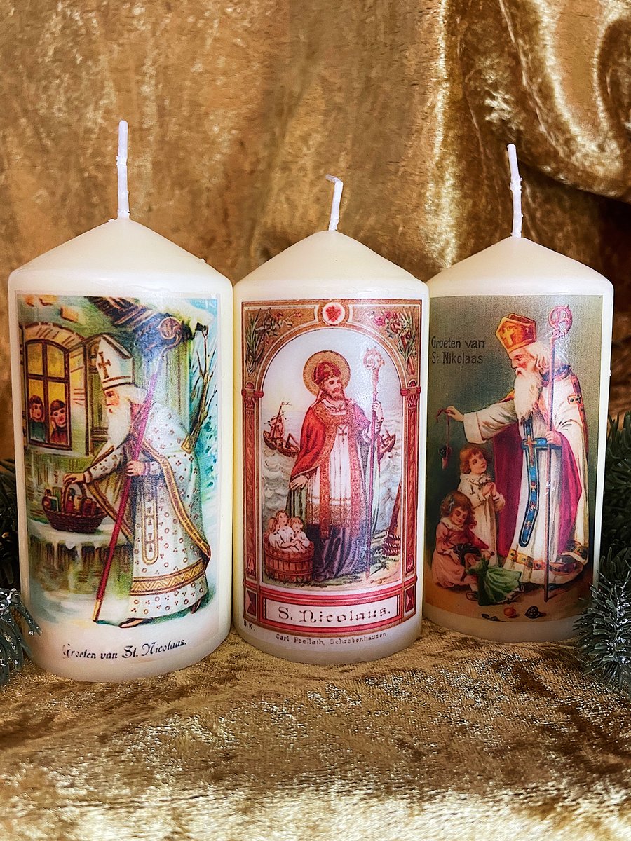 Set Of Three Vintage Scented Father Christmas Saint Nicholas Santa Claus Candles