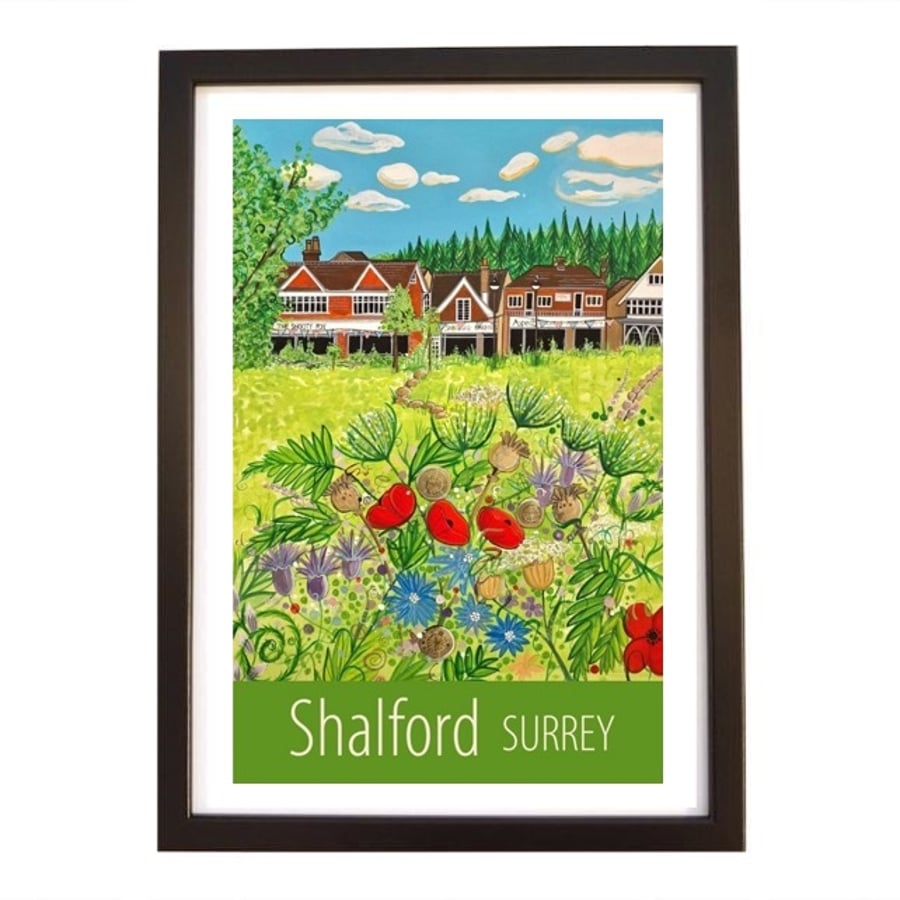 Shalford Surrey travel poster print by Susie West