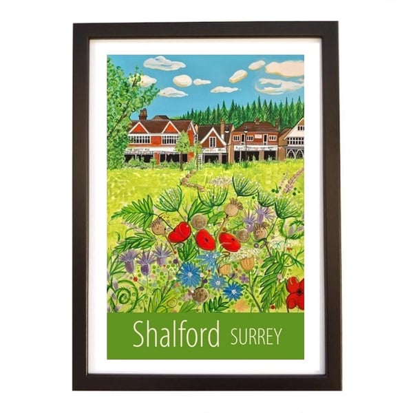Shalford Surrey travel poster print by Susie West