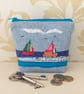 Coin Purse with Embroidered Sailing Boats