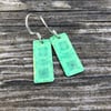 Green Decoupage & Enamel Rectangle Earrings. Sterling silver.