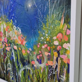 'Night Garden'  Original mixed medium painting 