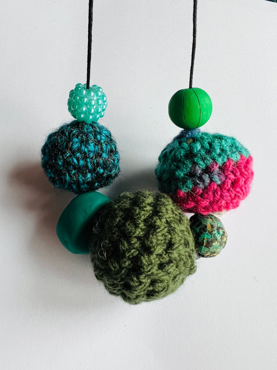 Handmade crochet beaded necklace