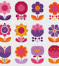061B Cross Stitch Cute Patchwork Summer Retro Flowers Pinks and Oranges Pattern - Image 3