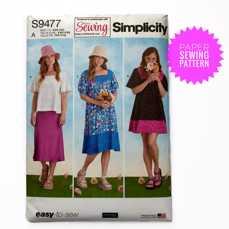 Paper Sewing Pattern, Misses' Top and Dresses, Simplicity S9477