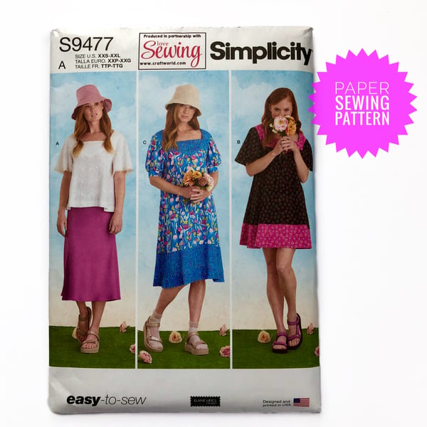 Paper Sewing Pattern, Misses' Top and Dresses, Simplicity S9477