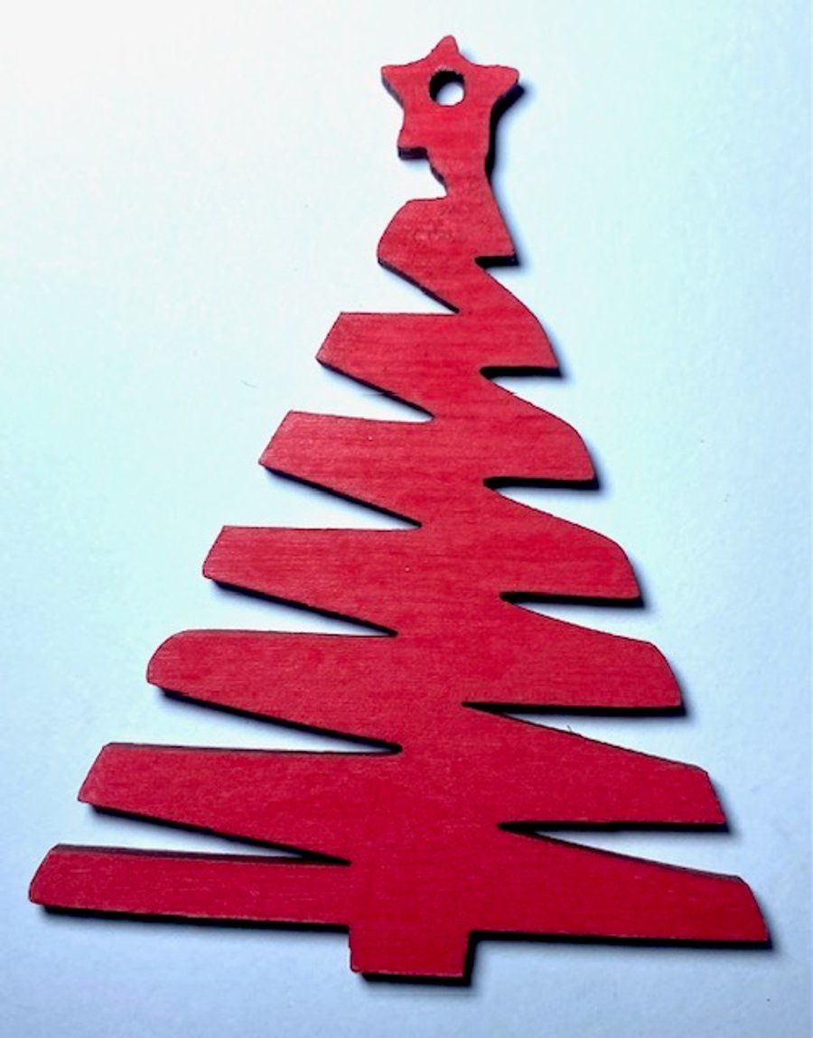 Small Christmas tree red tag - Set of 5 with string