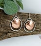 Earrings, Sterling Silver and Copper Moon Eclipse Dropper Earrings