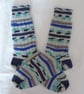 Hand-cranked Knitted Ribbed Wool Socks Size 8 to 9 - Image 3