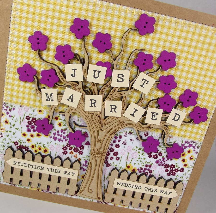 Just Married Wedding Day Fabric card