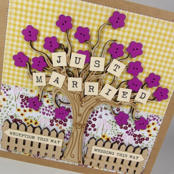 Just Married Wedding Day Fabric card