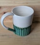 Matte jade green & white carved mugs - Image 5