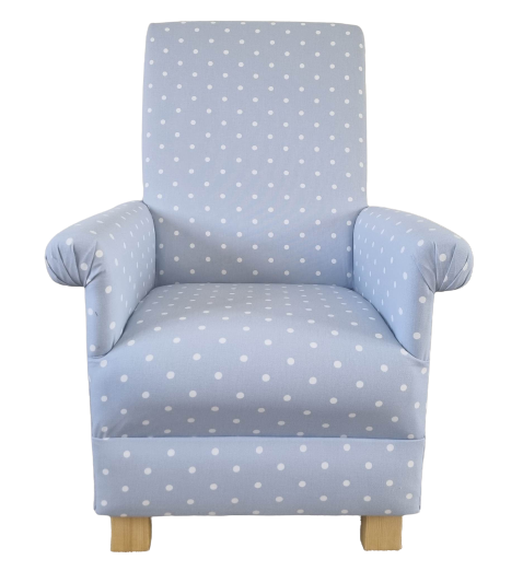 Blue Spotty Armchair Clarke Dotty Spot Fabric Adult Chair Polka Dots Nursery New