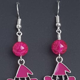 Gorgeous Pink Witches Hat Earrings.